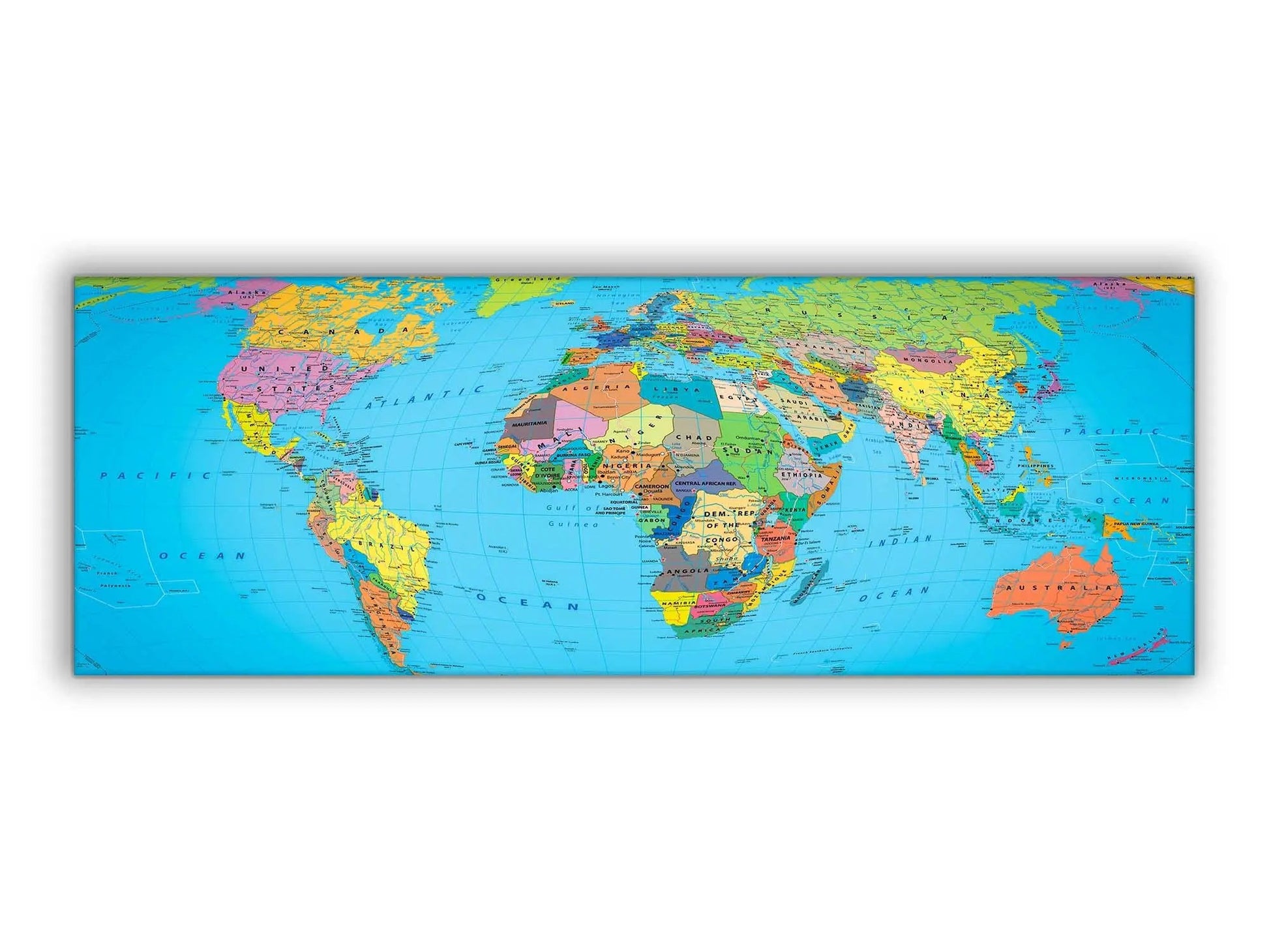 Canvas World Map 72" x 24" Ready to hang canvas wall decor by GTAART.CA