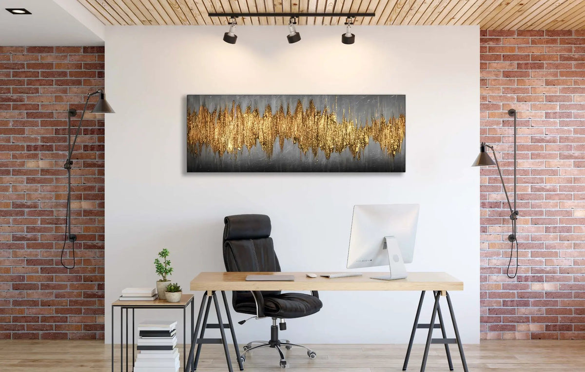 Large Gold Abstract Artwork-Canvas Wall art- Fine Art by Gtaart.ca