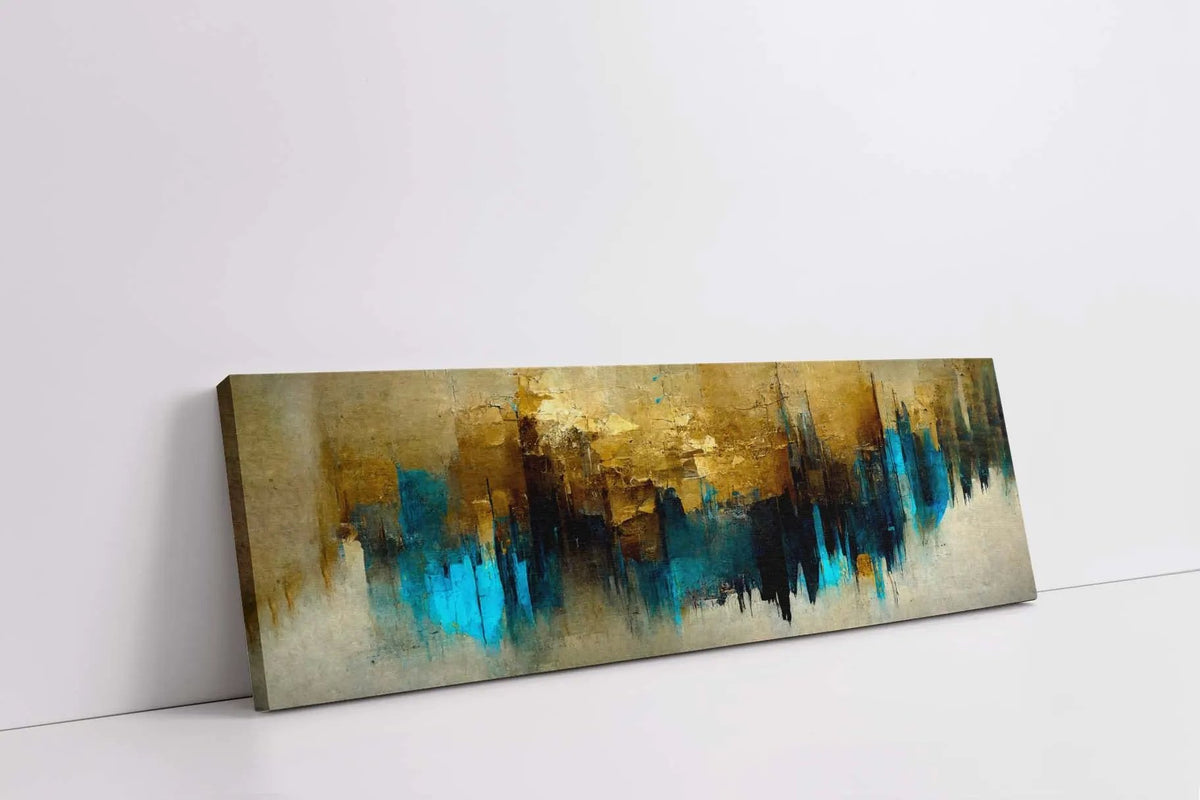 Gold and Blue Abstract-Canvas Wall art- Fine Art by Gtaart.ca