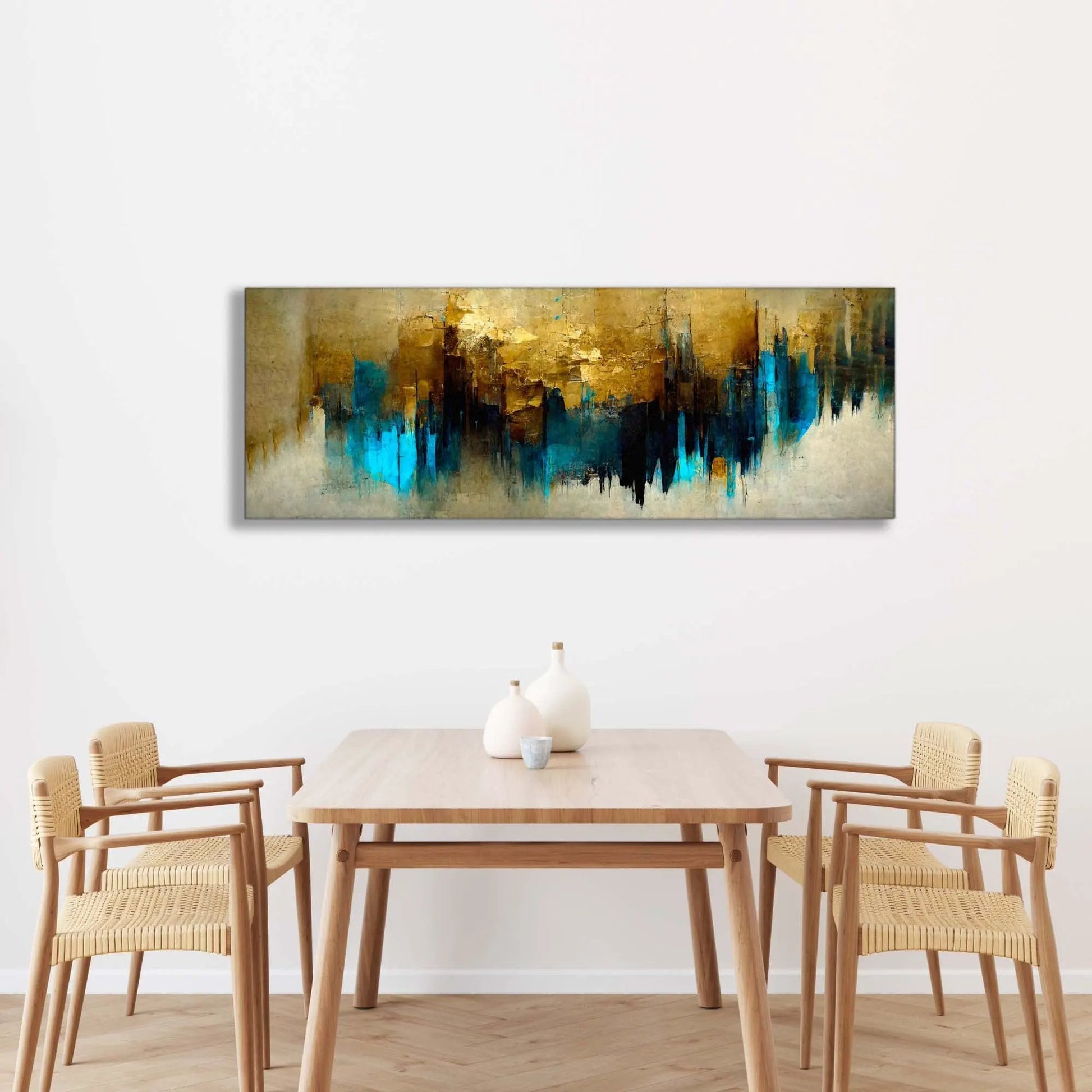Gold and Blue Abstract-Canvas Wall art- Fine Art by Gtaart.ca