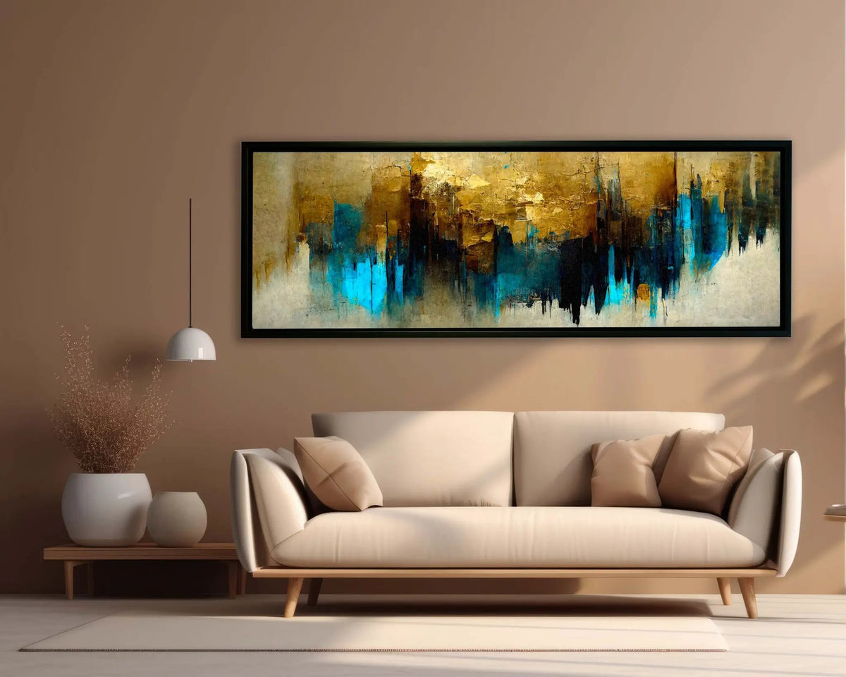 Gold and Blue Abstract-Canvas Wall art- Fine Art by Gtaart.ca