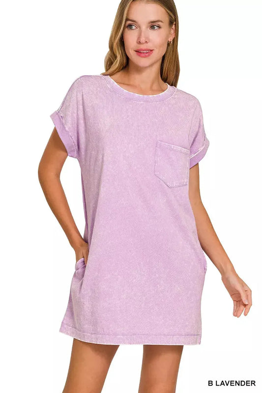 Zenana Premium Cotton Washed T-Shirt Dress by Zenana