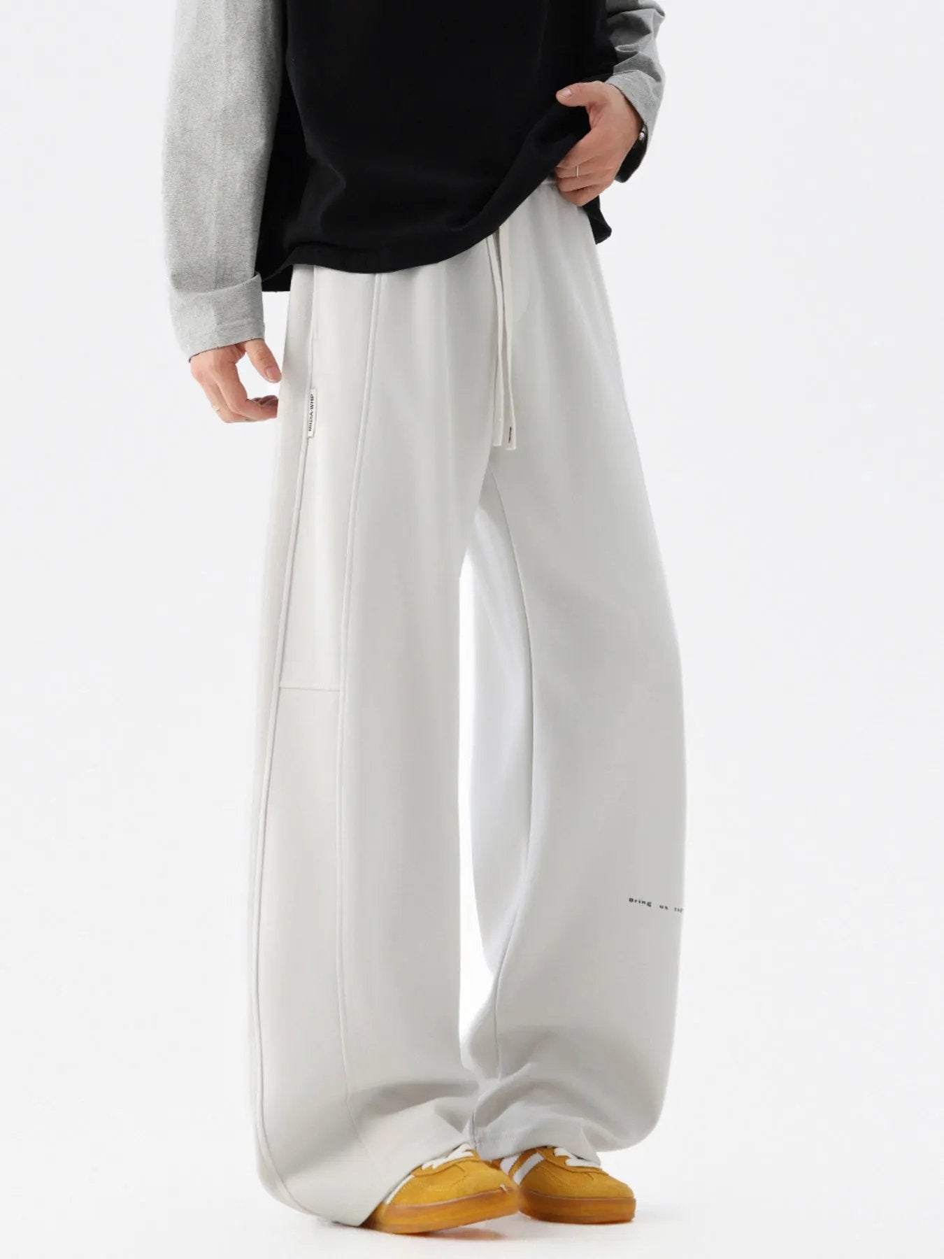 Men's Plus Size Wide Leg Casual Drawstring Pants by Partner Label