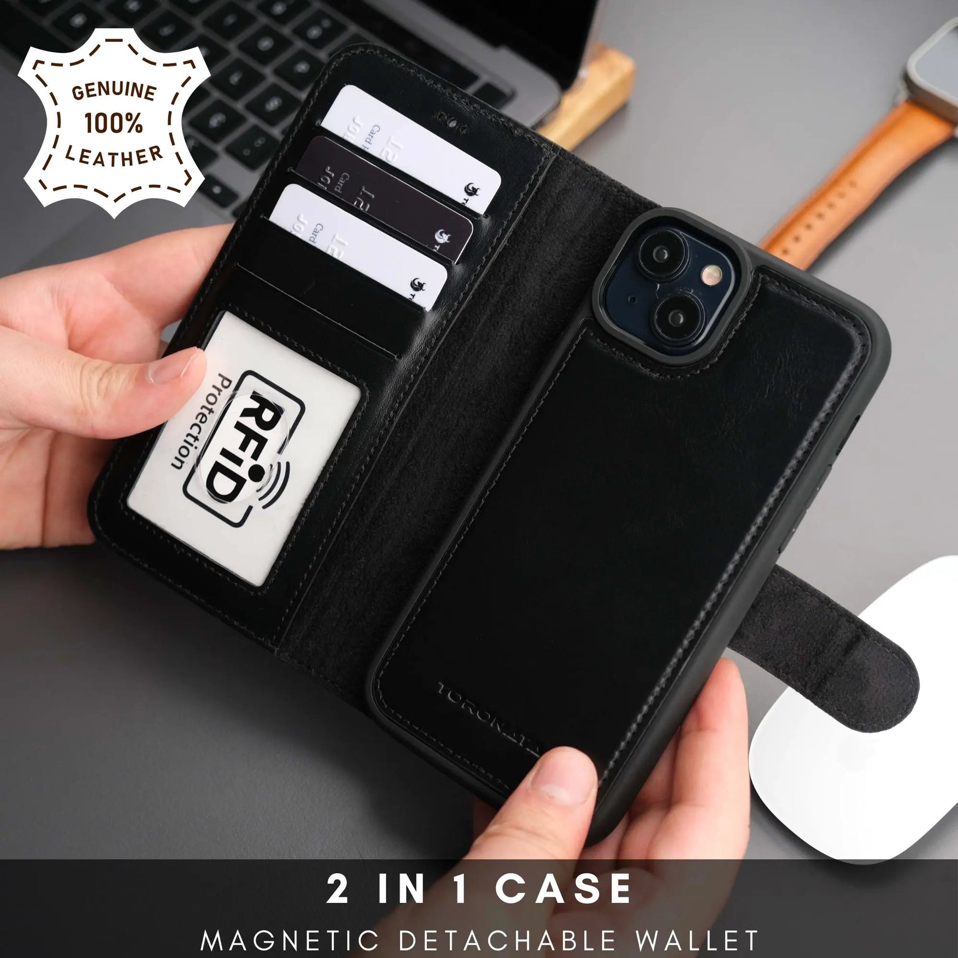 Casper Leather iPhone 14 Plus Wallet Case | MagSafe by TORONATA