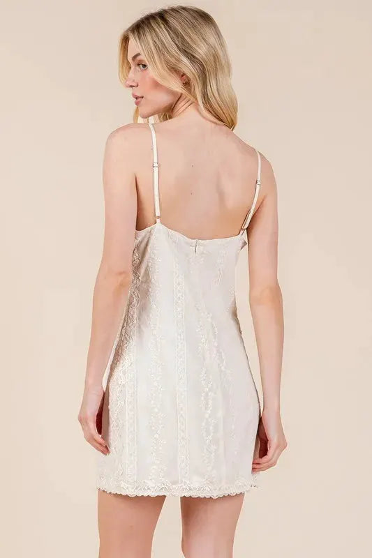 GeeGee Lace Detail Adjustable Strap Mini Cami Dress by GeeGee