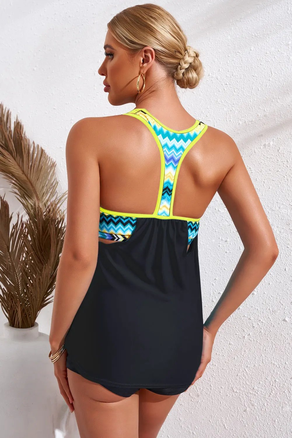 Chevron Stripe Racerback Swim Tank by Partner Label