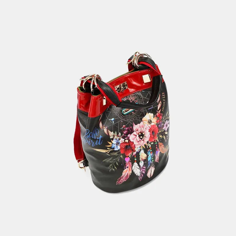 Nicole Lee USA Flower Pattern Adjustable Strap Backpack Bag by Nicole Lee USA