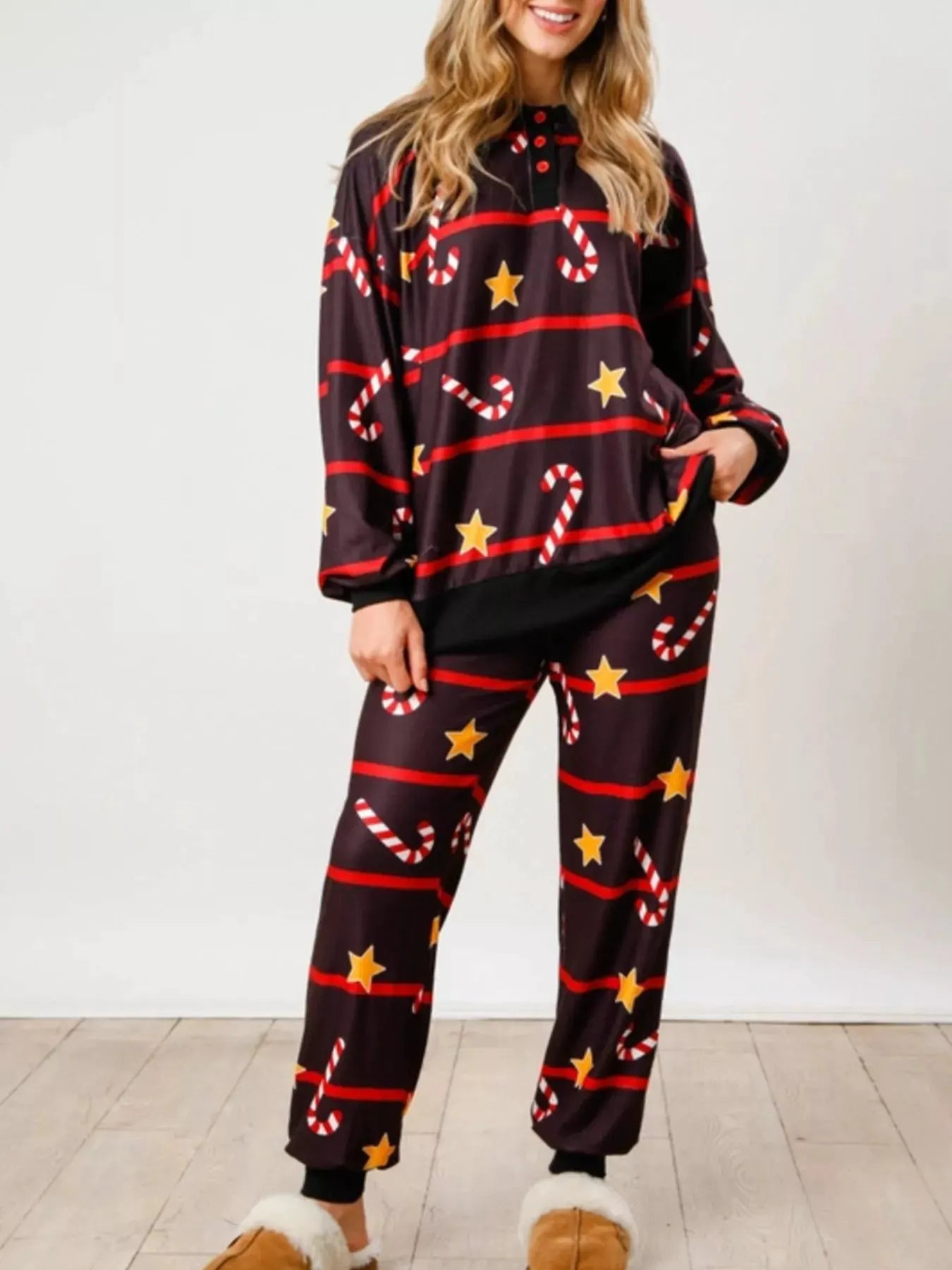 Christmas Long Sleeve Top and Pants Lounge Set by Partner Label