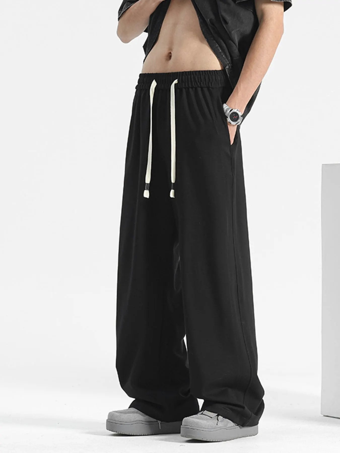 Men's Plus Size Casual Loose-Fit Drawstring Pants by Partner Label