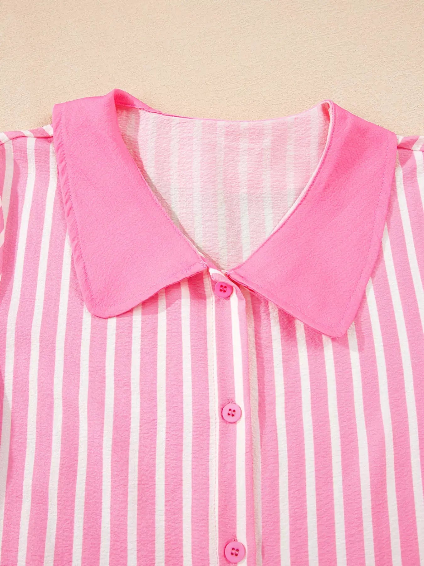 Stripe Buttoned Front Long Sleeve Top and Pants 2 Piece Sleepwear by Partner Label