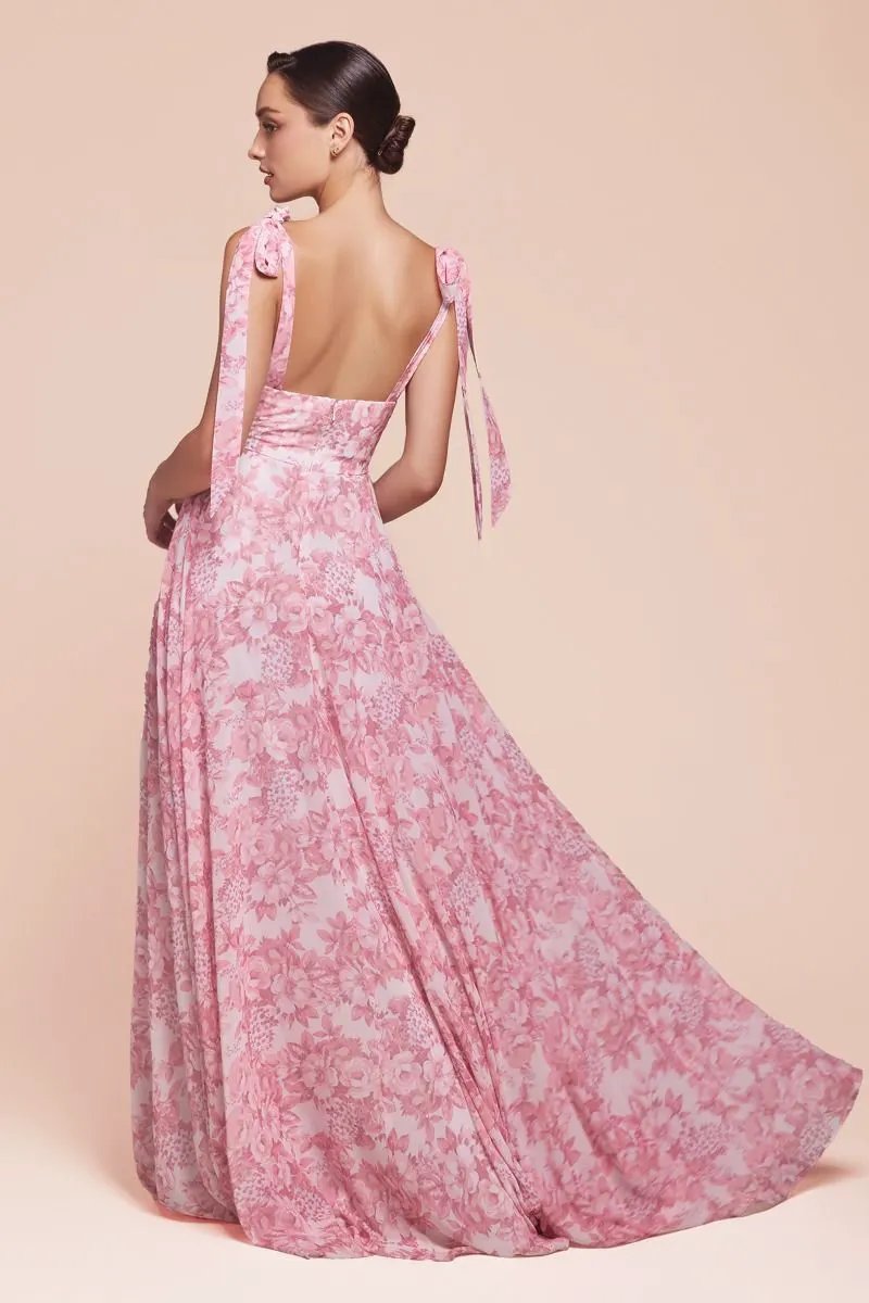 Tie Strap A-Line Floral Printed Skirt by Tux-USA