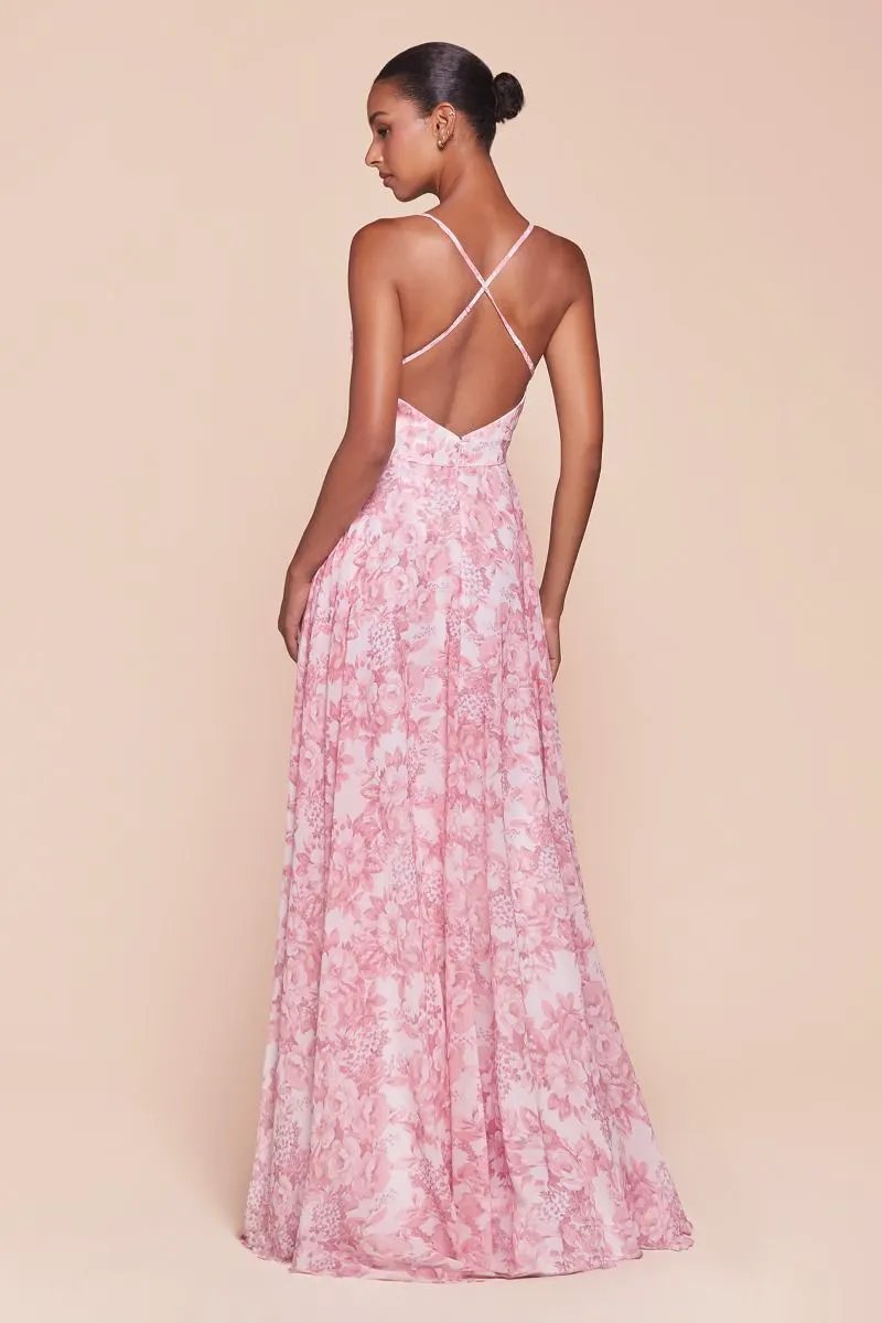 A-Line Soft Satin Print Dress by Tux-USA