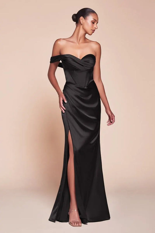 One Shoulder Satin Corset Gown by Tux-USA