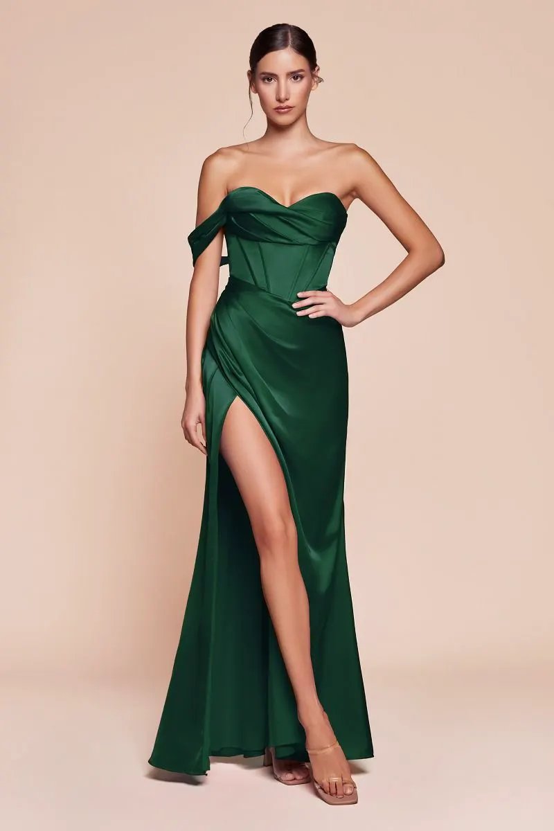 One Shoulder Satin Corset Gown by Tux-USA