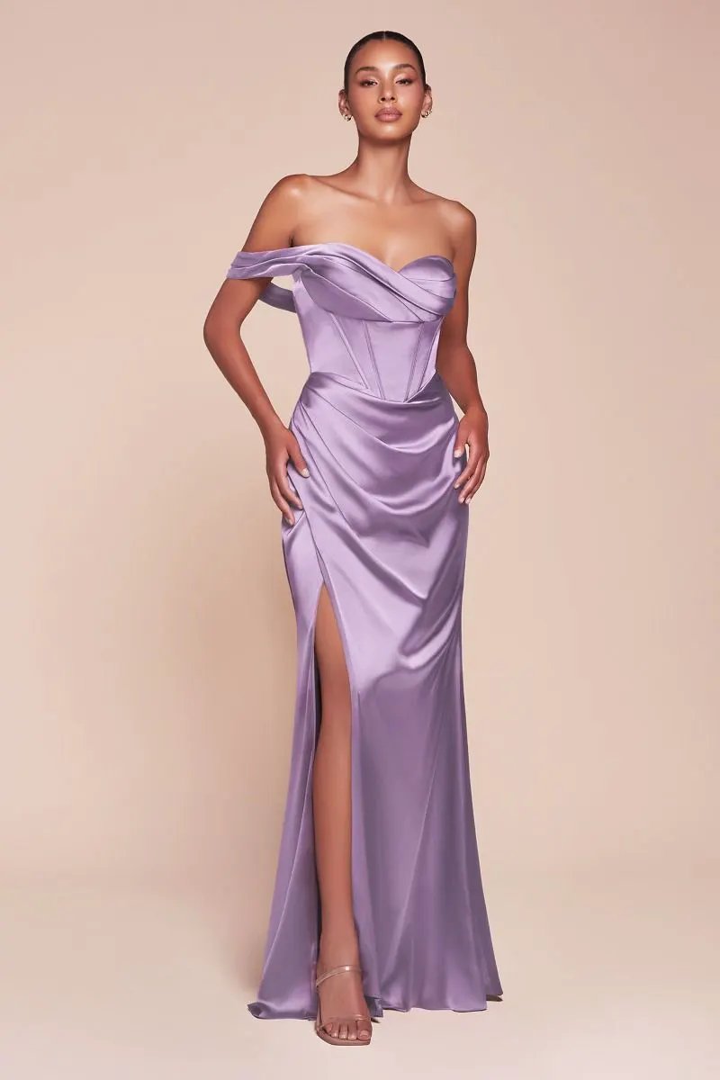 One Shoulder Satin Corset Gown by Tux-USA
