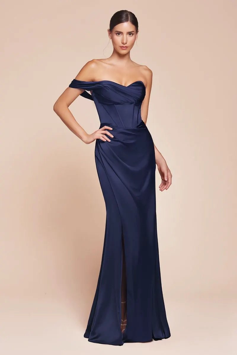 One Shoulder Satin Corset Gown by Tux-USA