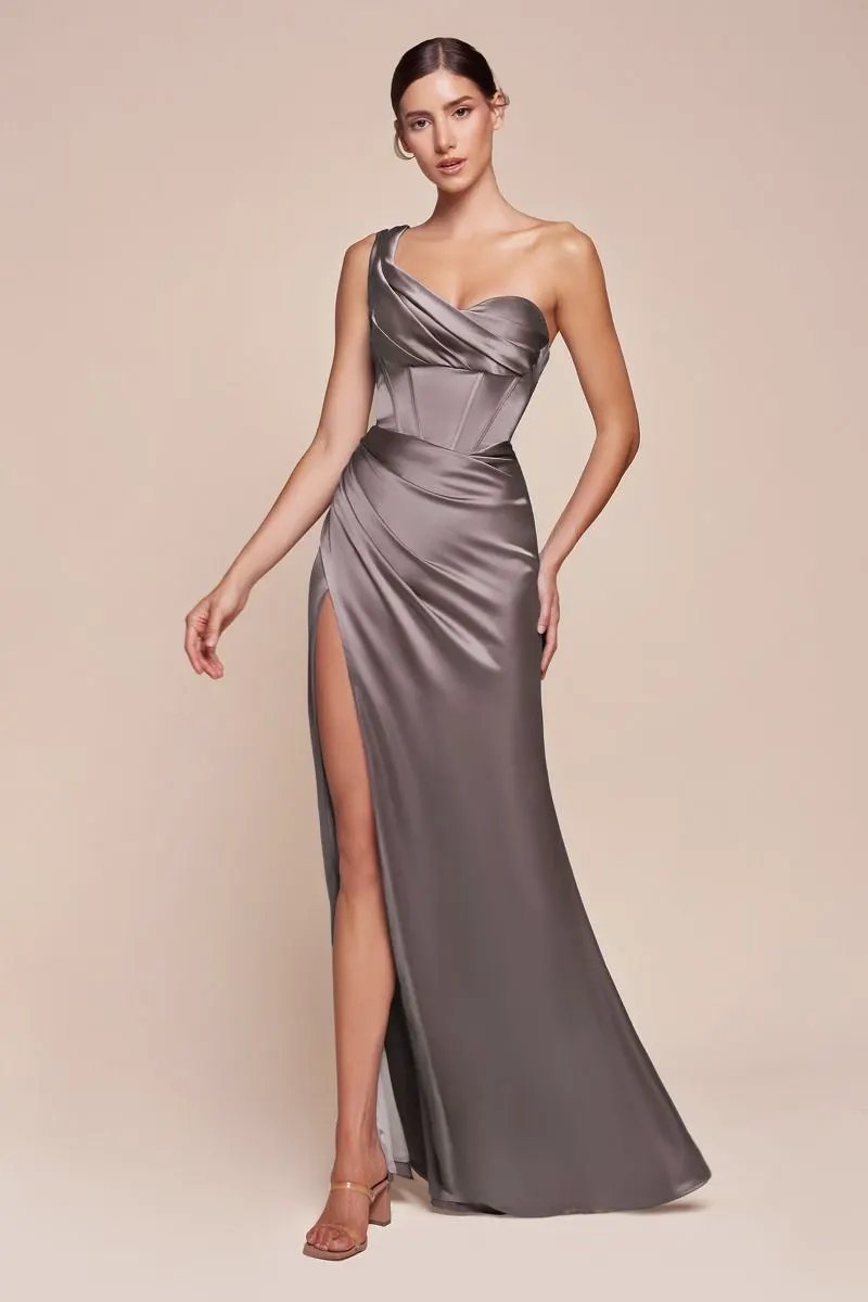 One Shoulder Satin Corset Gown 2 by Tux-USA