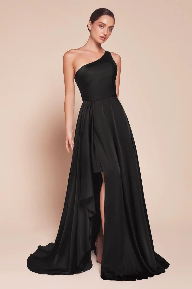 One Shoulder Satin A-Line Dress by Tux-USA