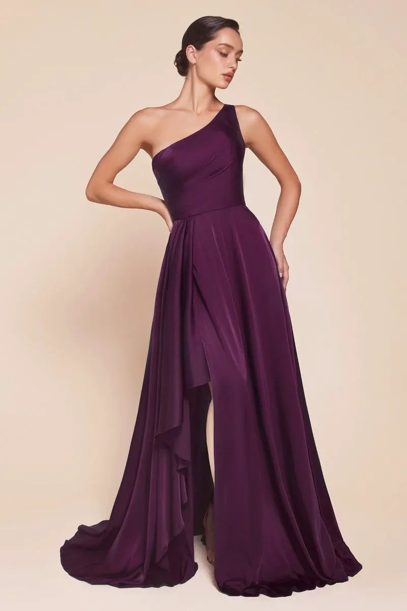One Shoulder Satin A-Line Dress by Tux-USA