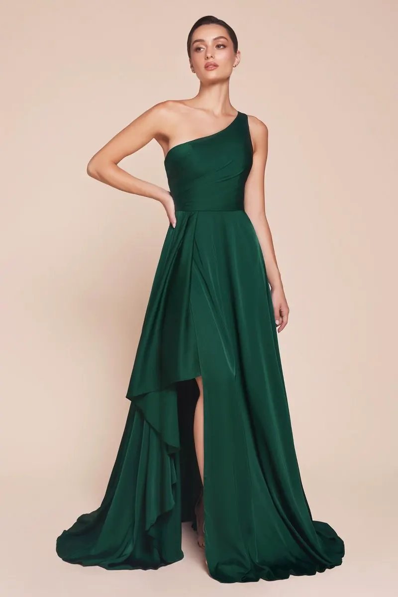 One Shoulder Satin A-Line Dress by Tux-USA