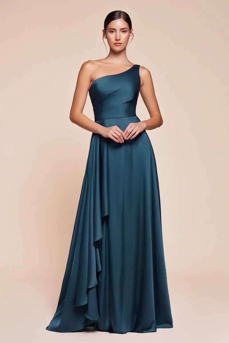 One Shoulder Satin A-Line Dress by Tux-USA