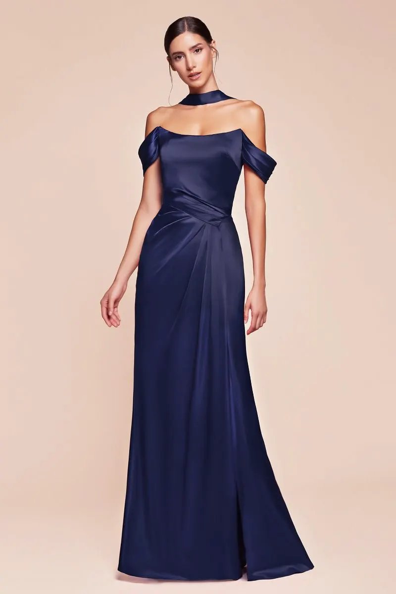 Off The Shoulder Lace Up Corset Satin Gown by Tux-USA