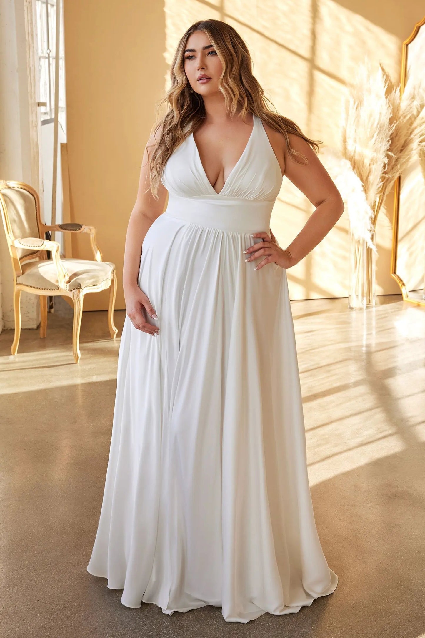 Plus Size Classic Soft Satin A-Line Dress by Tux-USA