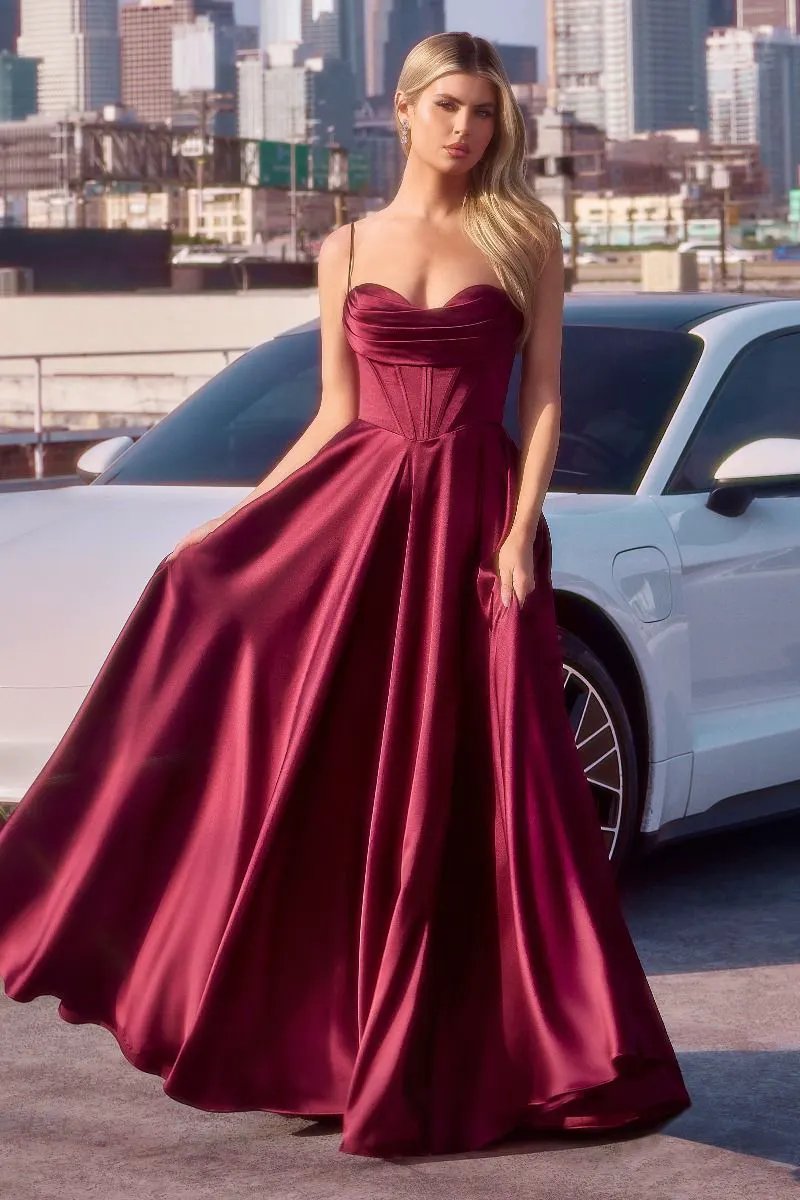 Luxe Satin A-Line Corset Dress by Tux-USA