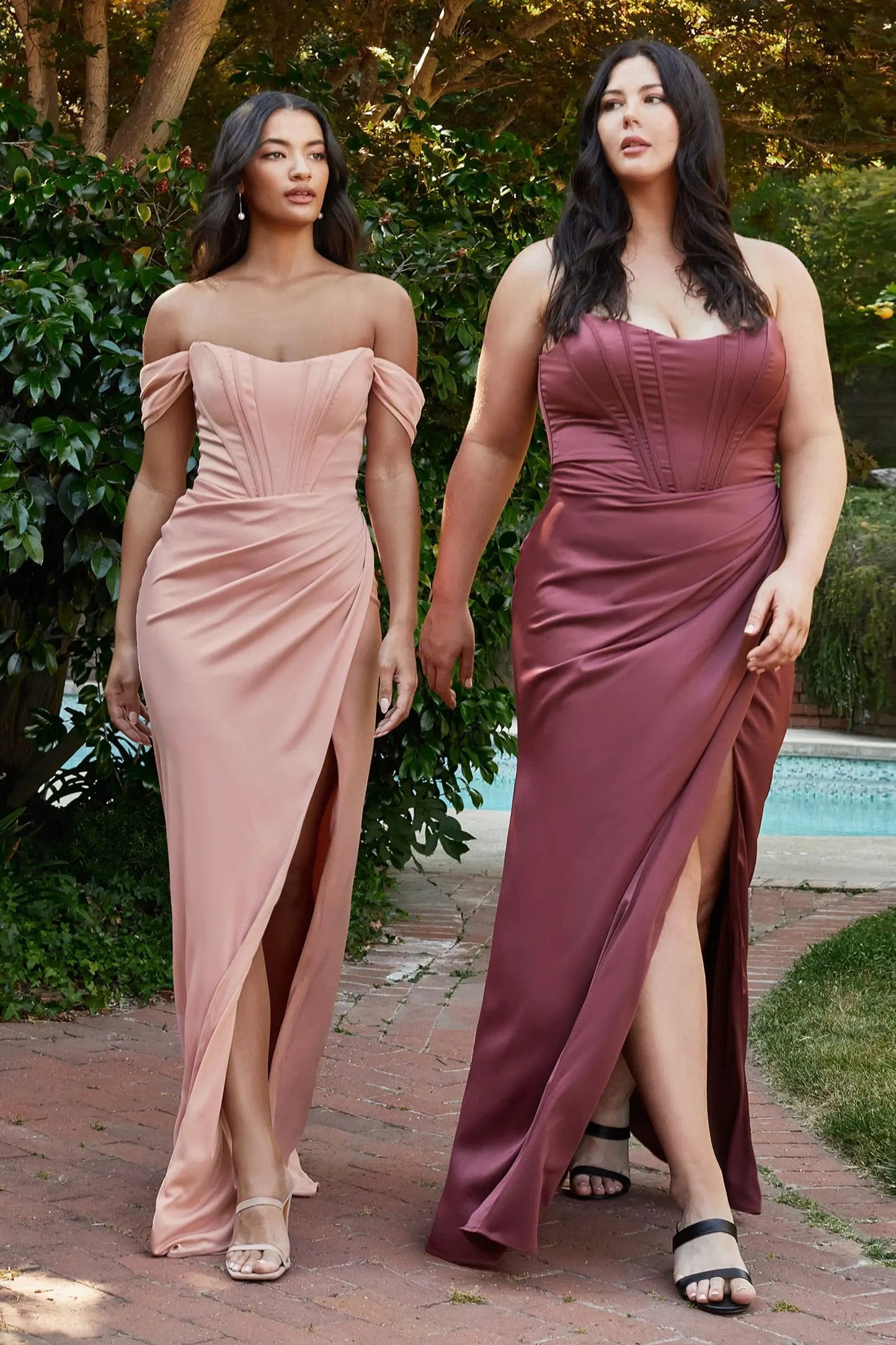 Satin Corset Off The Shoulder Dress by Partner Label