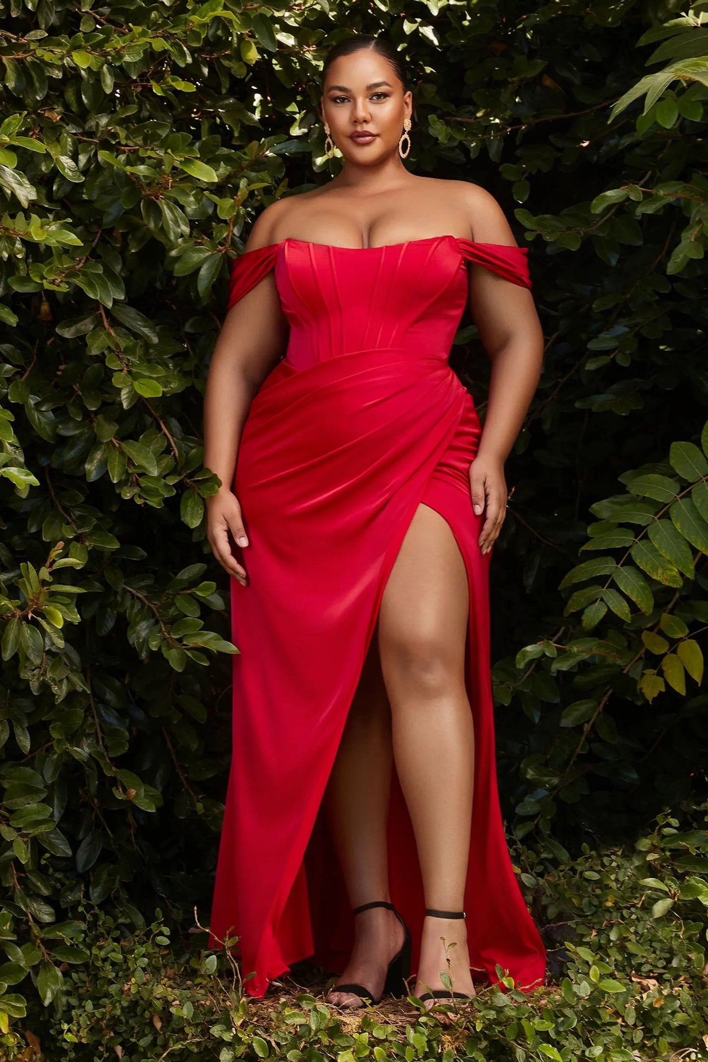 Satin Corset Off The Shoulder Dress by Partner Label