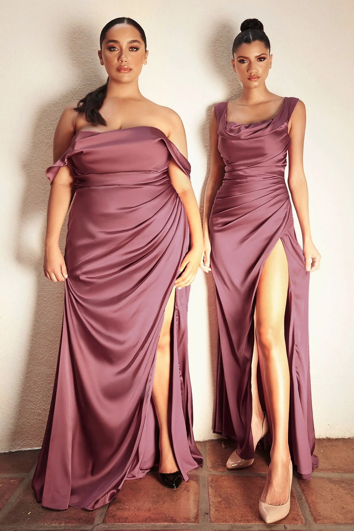 Satin Drape Off The Shoulder Dress by Partner Label