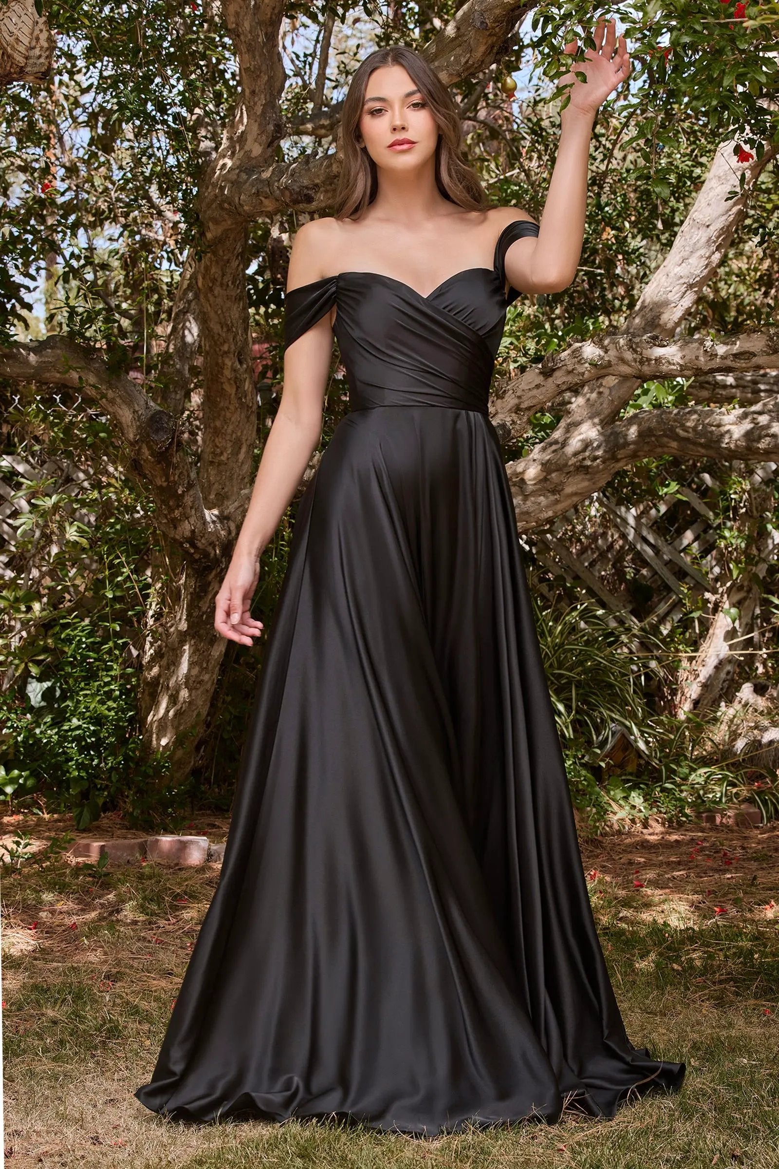 A-Line Satin Off The Shoulder Dress by Partner Label