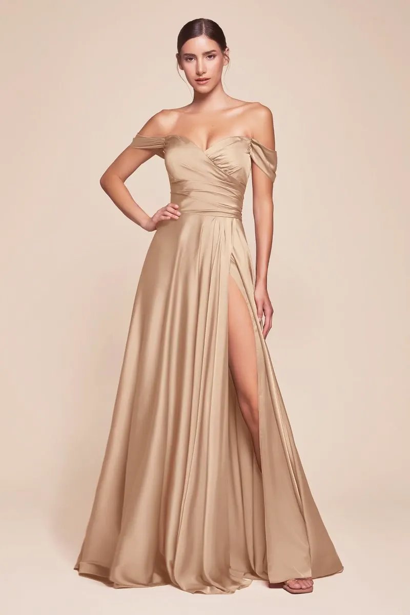 A-Line Satin Off The Shoulder Dress by Partner Label