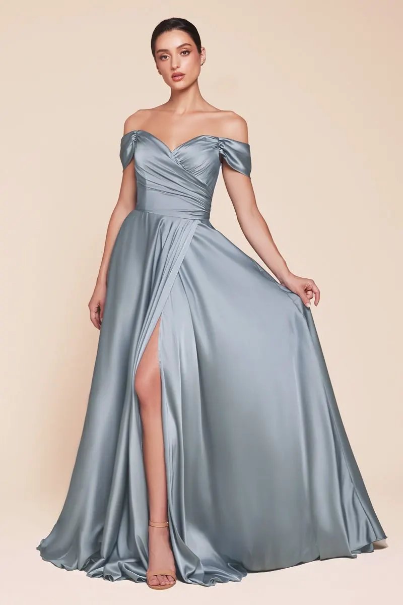A-Line Satin Off The Shoulder Dress by Partner Label