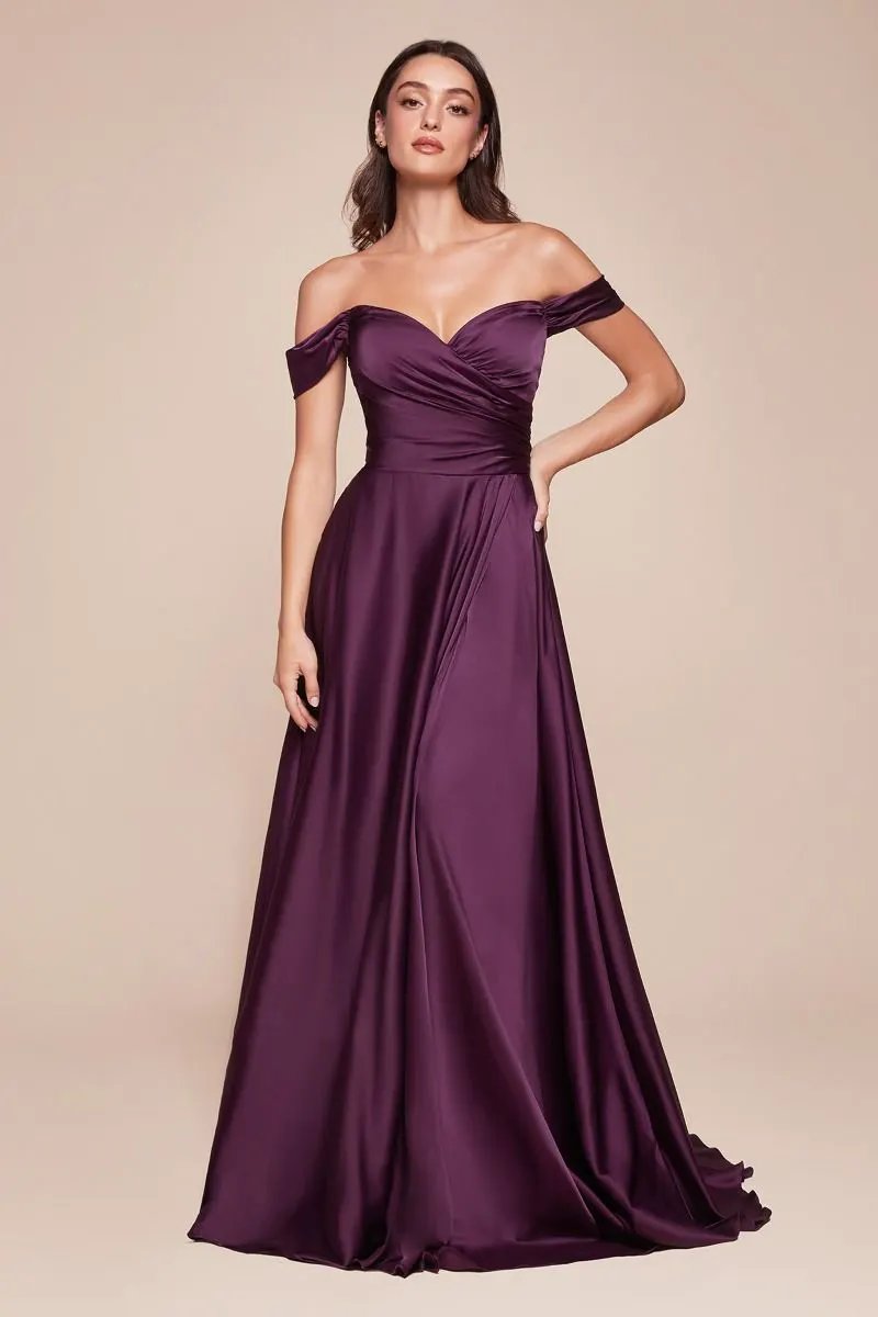 A-Line Satin Off The Shoulder Dress by Partner Label