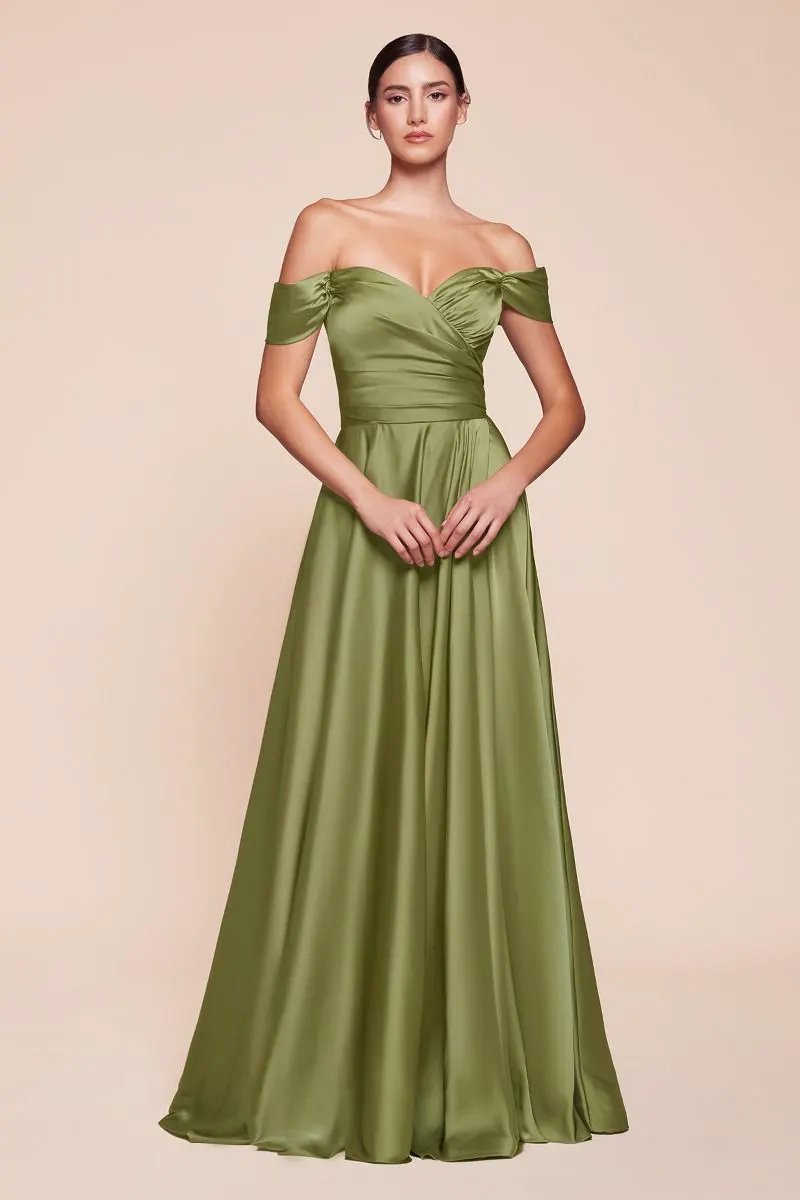 A-Line Satin Off The Shoulder Dress by Partner Label