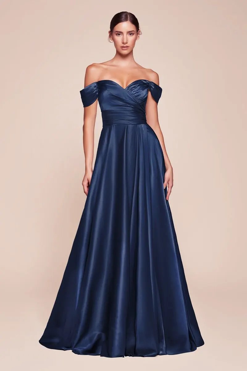 A-Line Satin Off The Shoulder Dress by Partner Label