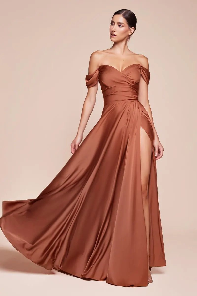 A-Line Satin Off The Shoulder Dress 2 by Partner Label