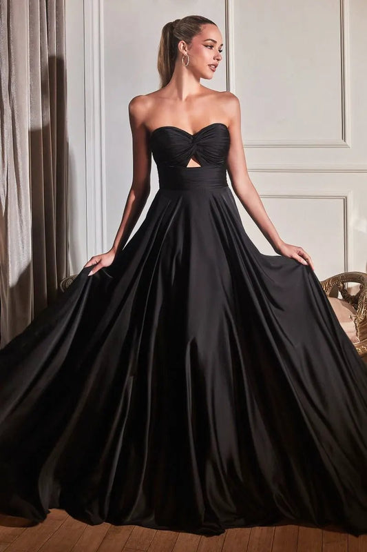 Strapless A-Line Satin Keyhole Dress by Partner Label