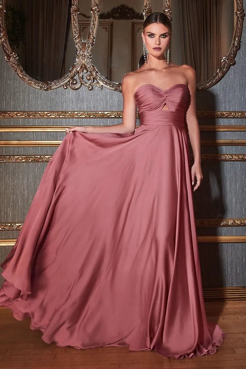 Strapless A-Line Satin Keyhole Dress by Partner Label