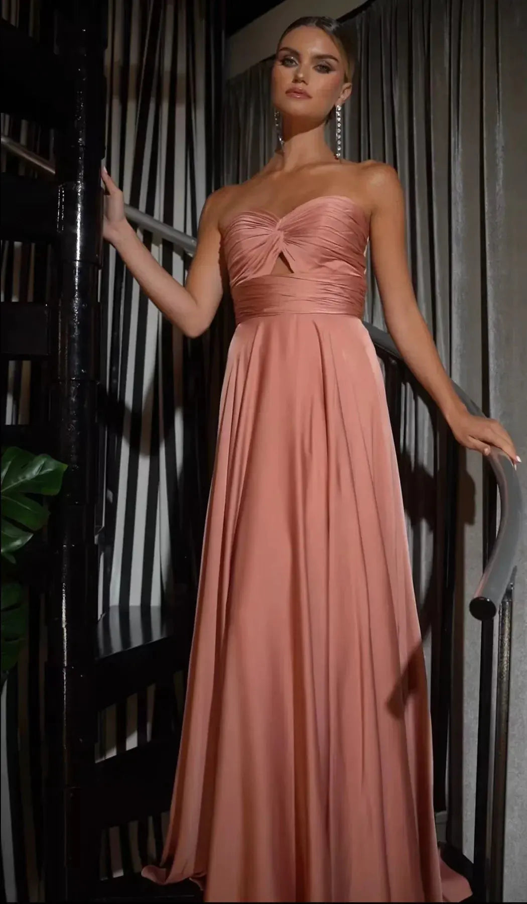 Strapless A-Line Satin Keyhole Dress by Partner Label