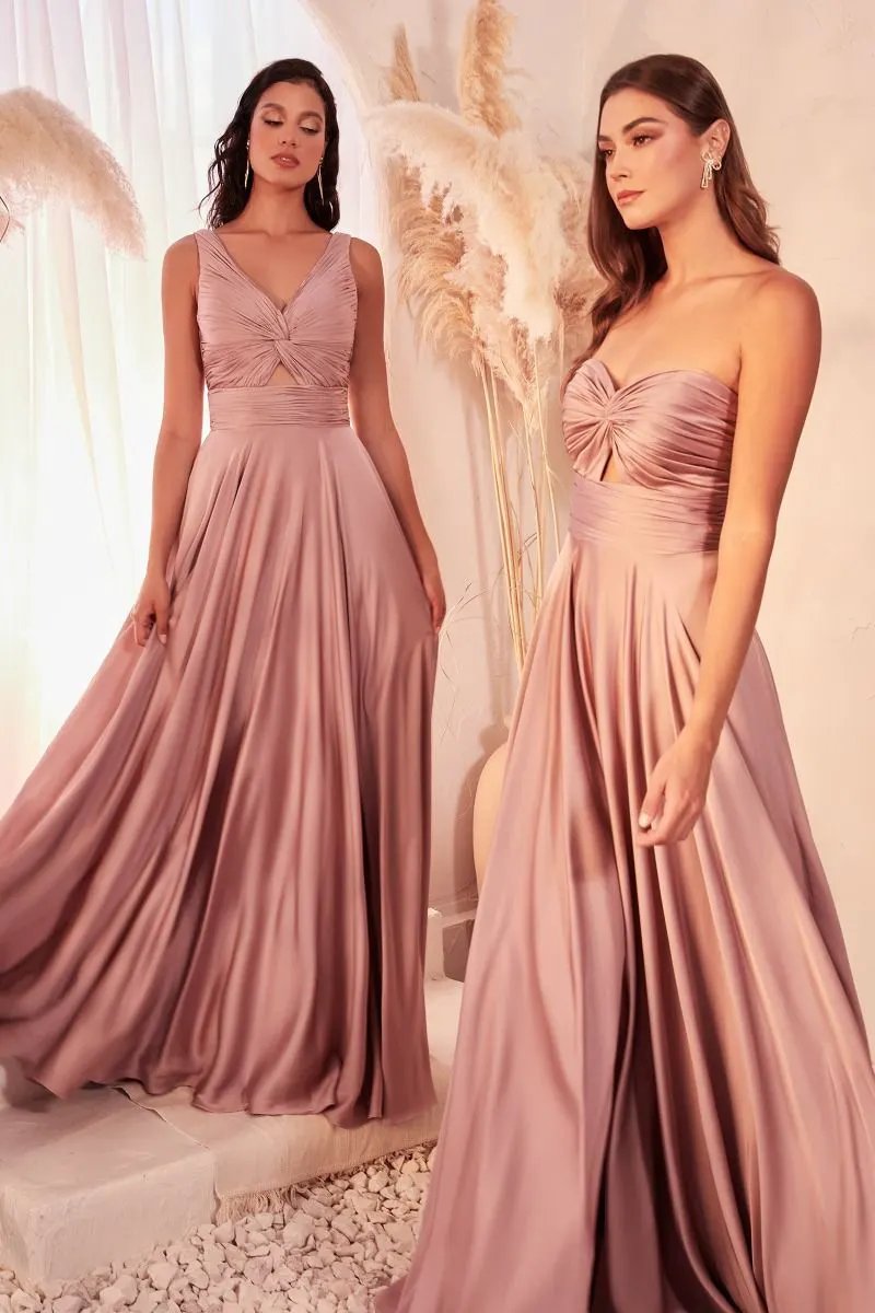 Strapless A-Line Satin Keyhole Dress by Partner Label