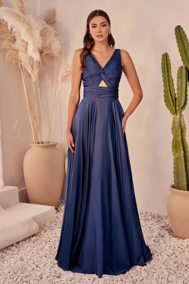 A-Line Satin Keyhole Dress by Partner Label