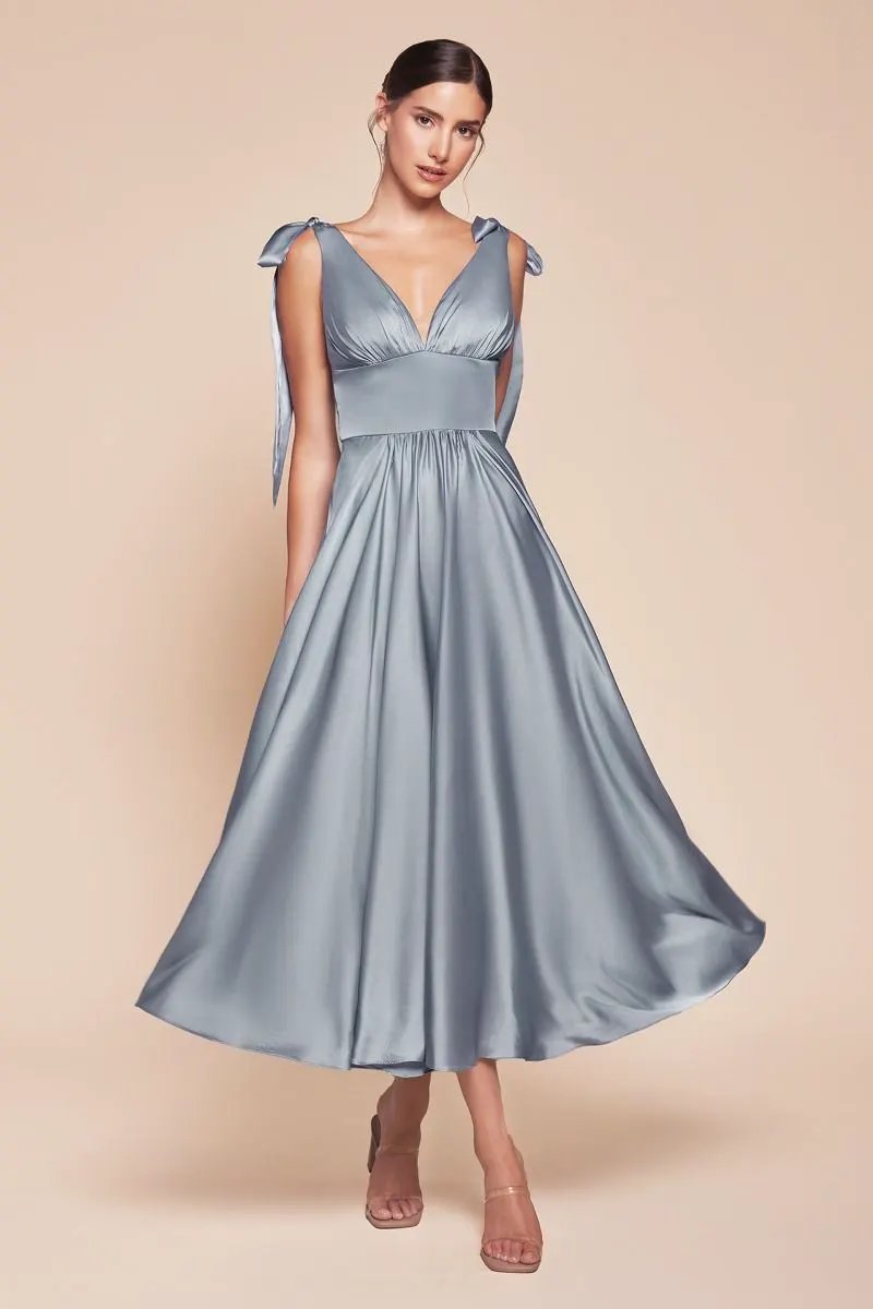 Tea Length Satin A-Line Dress by Tux-USA