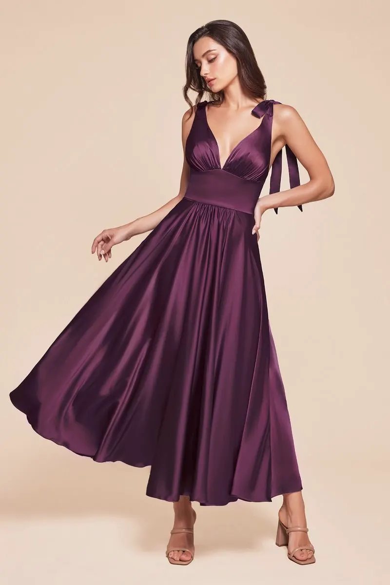 Tea Length Satin A-Line Dress by Tux-USA