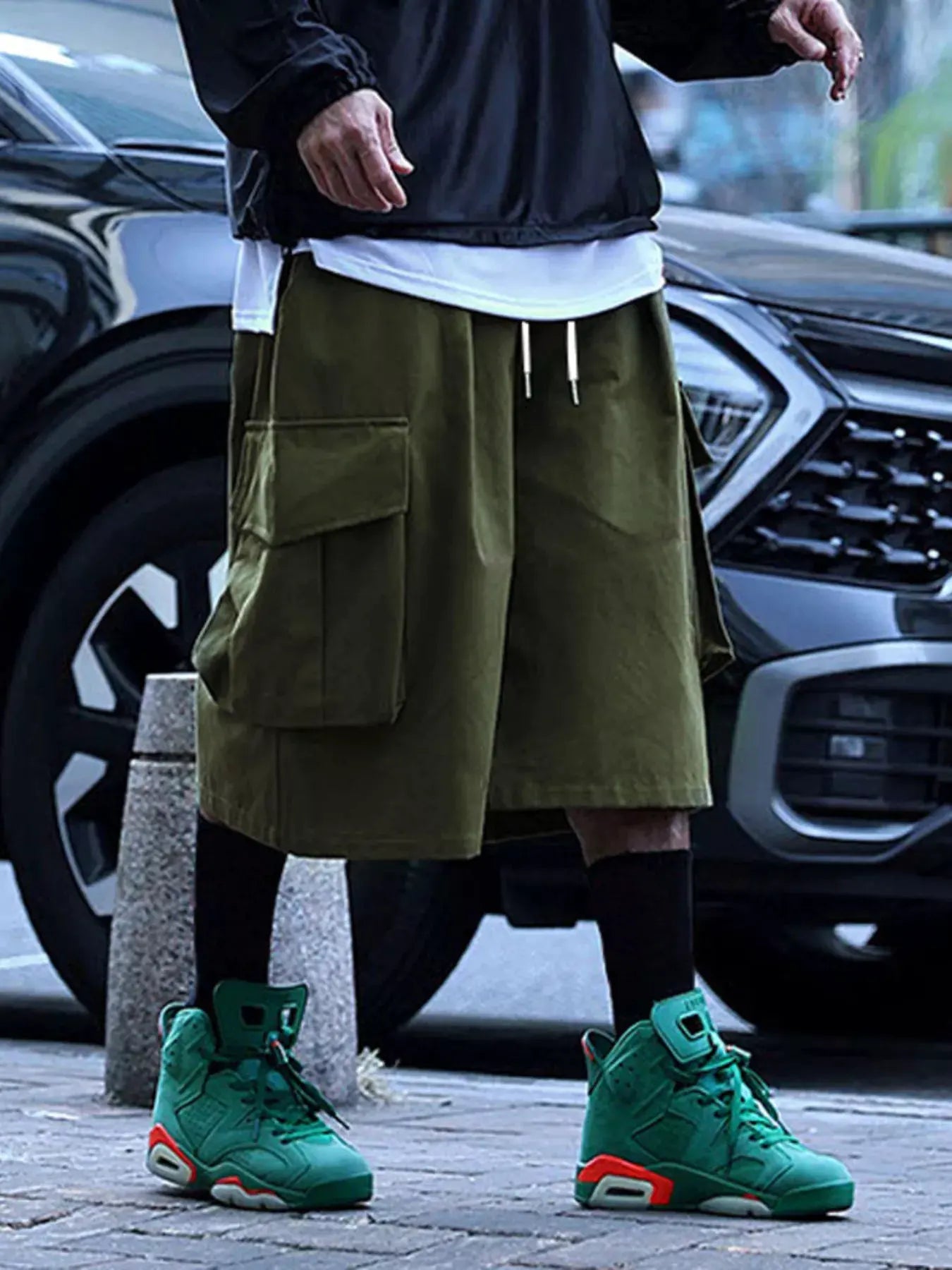 Men's Full Size Cargo Shorts with Drawstring Waist Plus Size by Trendsi
