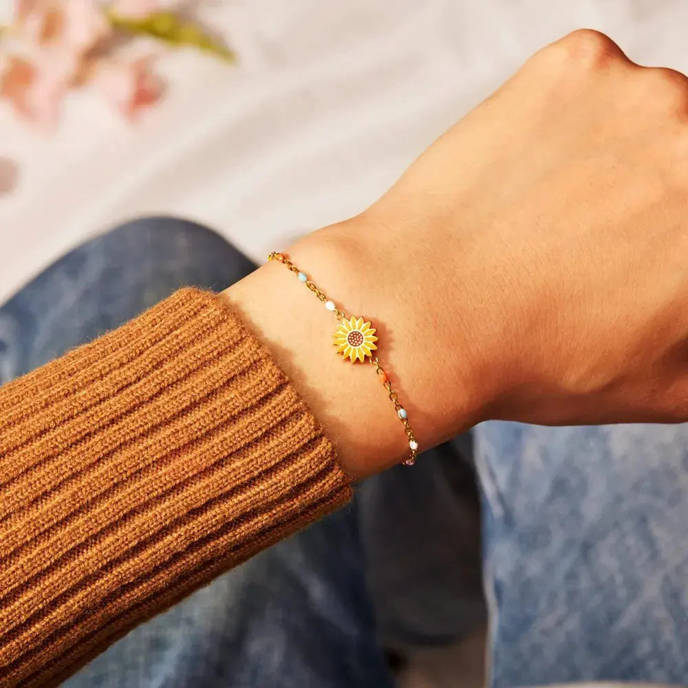Sunflower Shape 18K Gold-Plated Bead Bracelet by Partner Label