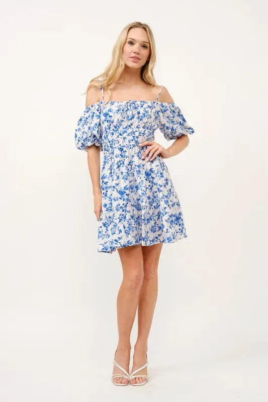 And The Why Off Shoulder Bubble Sleeve Dress by And The Why