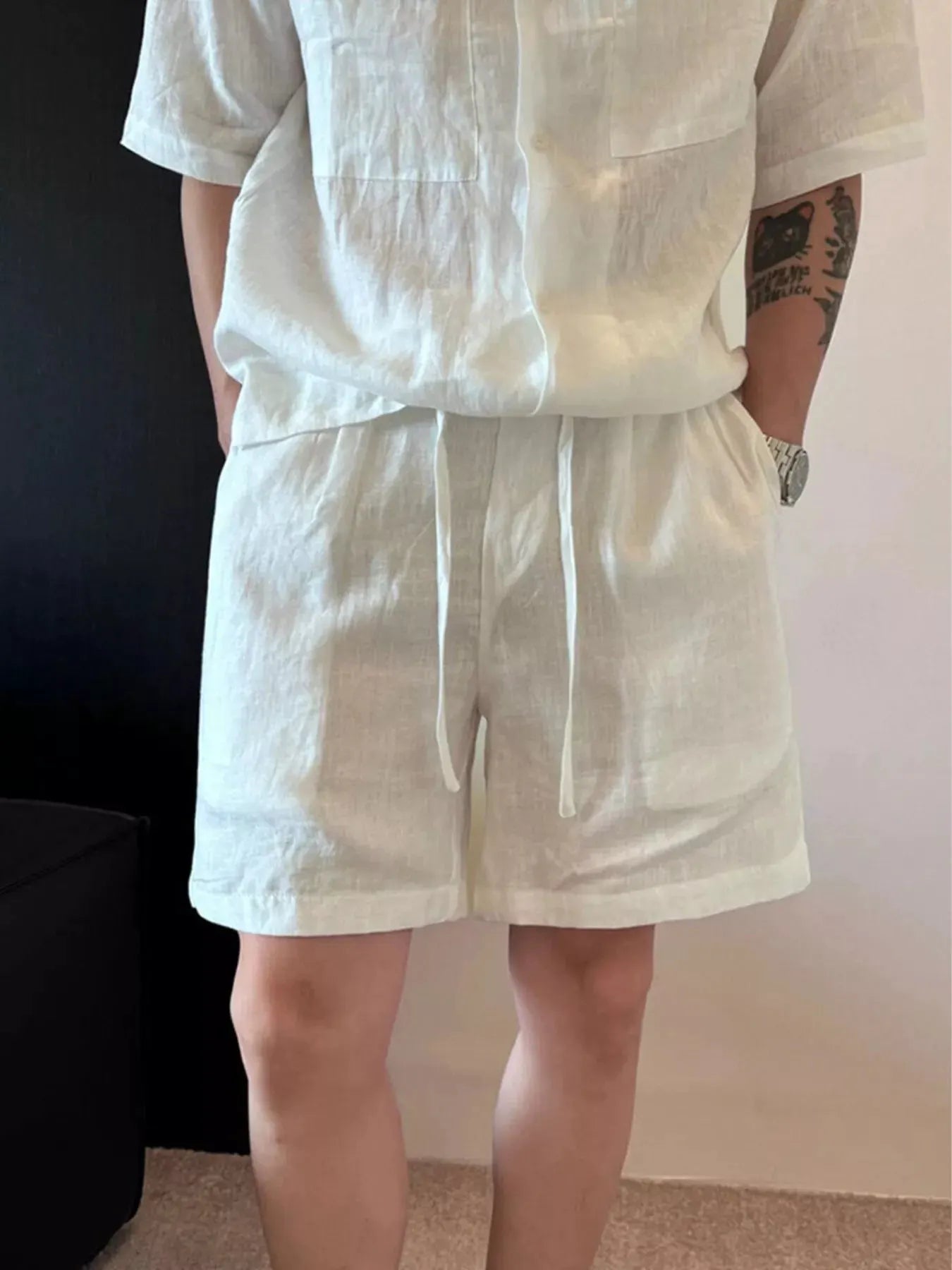 Men's Plus Size Lightweight Linen Blend Shorts by Trendsi