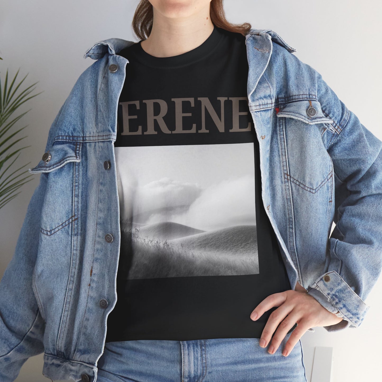 Serene Scenic T Shirt | Minimal Black and White Landscape Graphic Unisex Tee